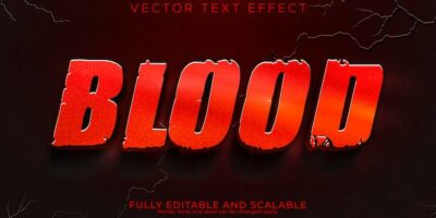 Free Vector | Blood text effect editable metallic red text style