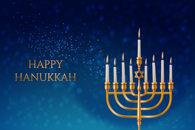 Free Vector | Blue and golden hanukkah