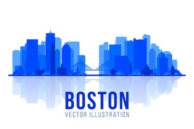 Free Vector | Boston  massachusetts usa  city silhouette skyline vector background flat trendy illustration business travel and tourism concept with modern buildings image for presentation banner website