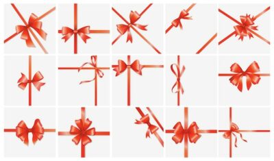 Free Vector | Bows and ribbons on white background holiday decoration for cards and gifts