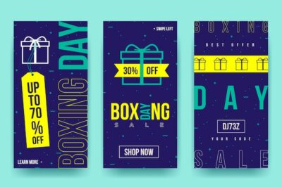 Free Vector | Boxing day sale instagram stories collection