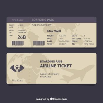 Free Vector | Brown and blue boarding pass