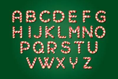 Free Vector | Candy cane christmas alphabet pack