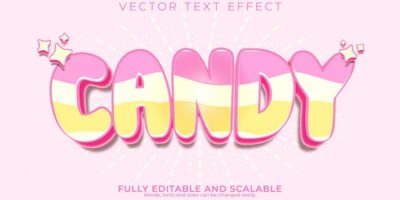 Free Vector | Candy text effect editable pink and soft text style