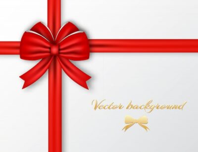 Free Vector | Celebrating wrapping poster with red silky ribbon bow on light illustration