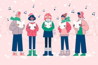 Free Vector | Choir of people singing christmas carol