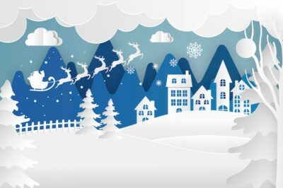 Free Vector | Christmas background in paper style