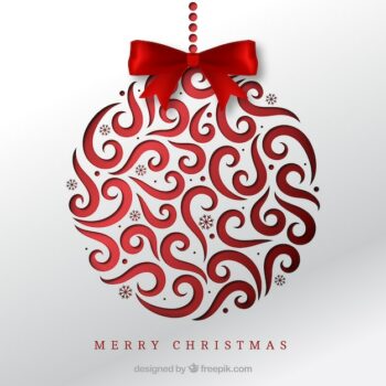 Free Vector | Christmas ball background with red bow