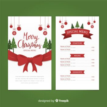 Free Vector | Christmas big bow menu template