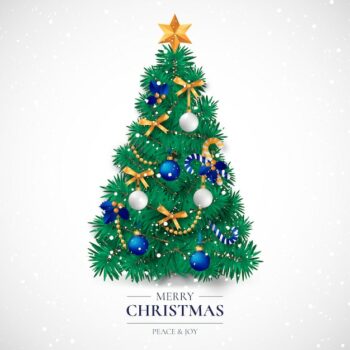 Free Vector | Christmas card with realistic decorative tree