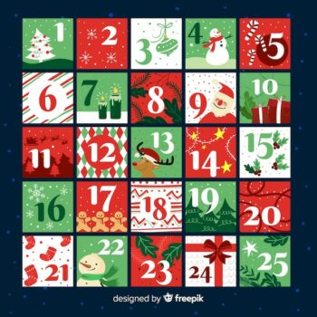 Free Vector | Christmas elements advent calendar