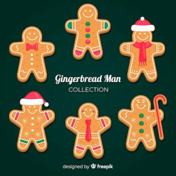 Free Vector | Christmas gingerbread man with accessories collection