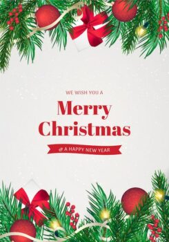 Free Vector | Christmas greeting card with realistic decoration