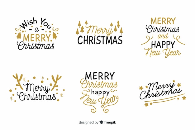 Free Vector | Christmas lettering badge collection