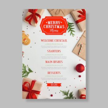 Free Vector | Christmas menu template with photo