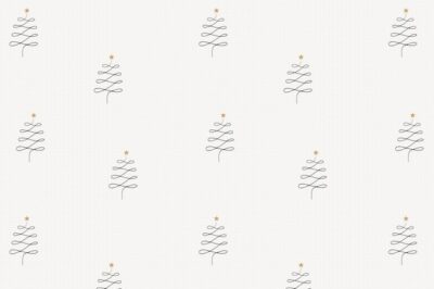 Free Vector | Christmas pattern background, simple winter pine trees doodle in black vector