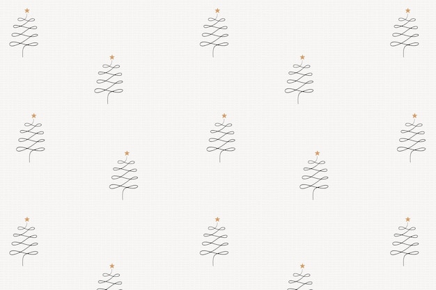 Free Vector | Christmas pattern background, simple winter pine trees doodle in black vector