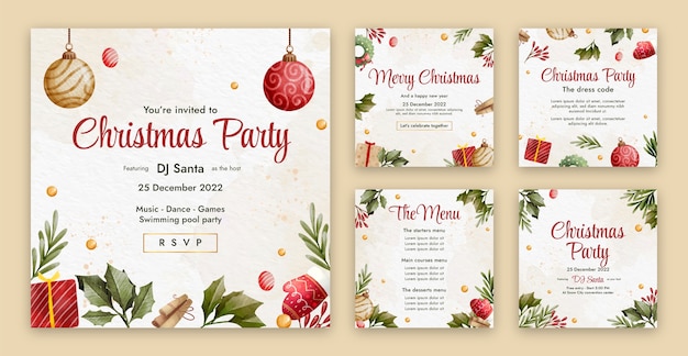 Free Vector | Christmas season celebration instagram posts collection