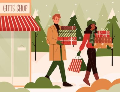 Free Vector | Christmas shopping scene