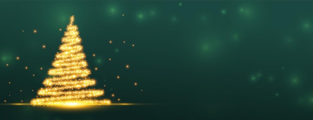 Free Vector | Christmas tree golden sparkle design banner