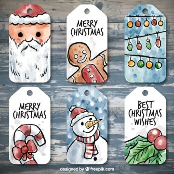 Free Vector | Collection of beautiful watercolor christmas labels
