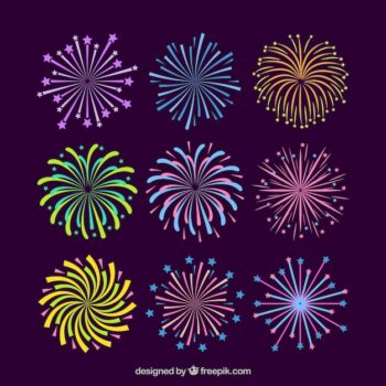 Free Vector | Collection of colored firework