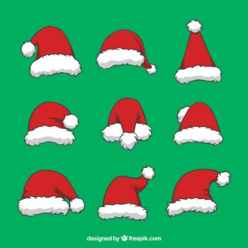 Free Vector | Collection of hand drawn santa claus caps