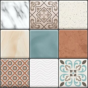 Free Vector | Colored realistic ceramic floor tiles icon set different types colors and patterns