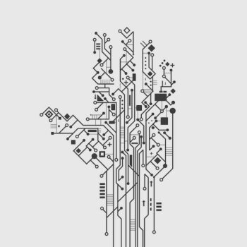 Free Vector | Computer circuit board in hand shape creative technology poster vector illustration