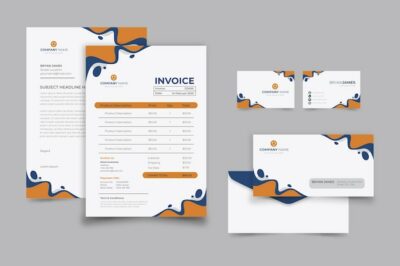Free Vector | Corporative business invoice and business card