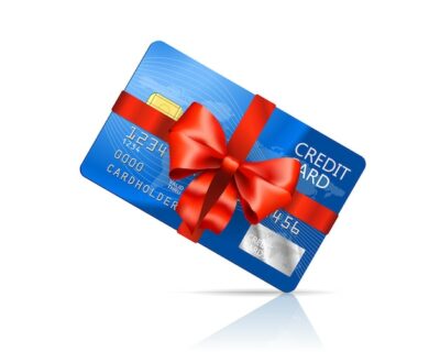 Free Vector | Credit card with red bow isolated