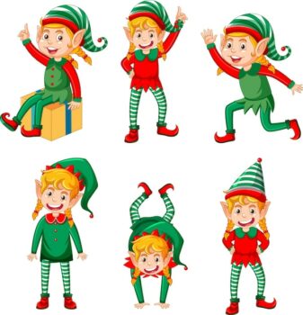 Free Vector | Cute kid wearing elf costume cartoon