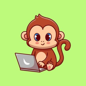 Free Vector | Cute monkey working on laptop