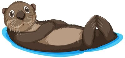 Free Vector | Cute otter floating in cartoon style