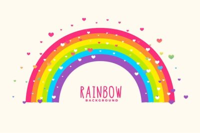 Free Vector | Cute rainbow background with hearts background