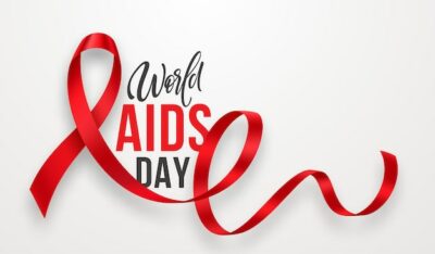 Free Vector | December 1 is world aids day. a realistic red ribbon against aids. hiv prevention month. vector illustration eps10