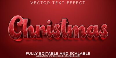 Free Vector | Editable text effect merry christmas, 3d 2022 and new year font style