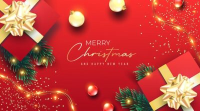 Free Vector | Elegant and realistic christmas background with 3d ornaments