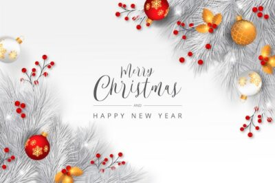 Free Vector | Elegant christmas background with white branches