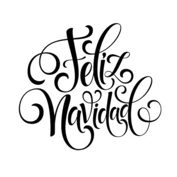 Free Vector | Feliz navidad hand lettering decoration text for greeting card design template. merry christmas typography label in spanish. calligraphic inscription for winter holidays vector illustration eps10