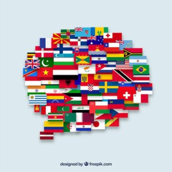 Free Vector | Flags of different countries in speech bubble shape