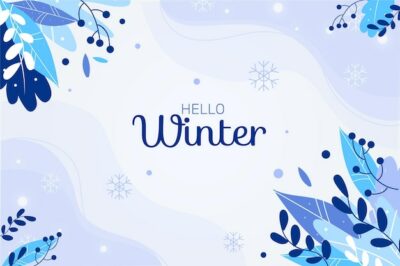 Free Vector | Flat background with hello winter message