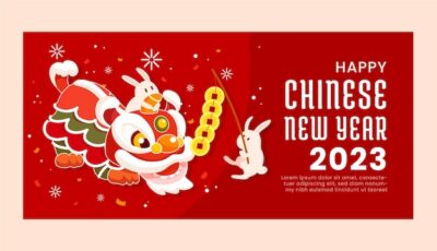Free Vector | Flat chinese new year festival celebration horizontal banner template