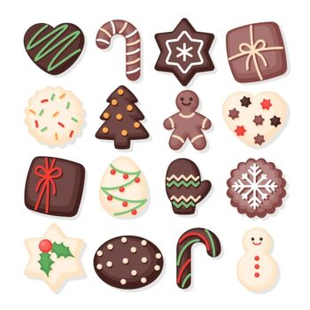 Free Vector | Flat christmas chocolates elements collection