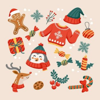 Free Vector | Flat christmas elements collection