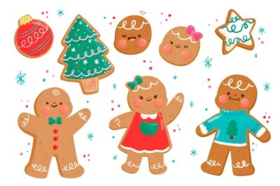 Free Vector | Flat christmas gingerbread man cookies collection