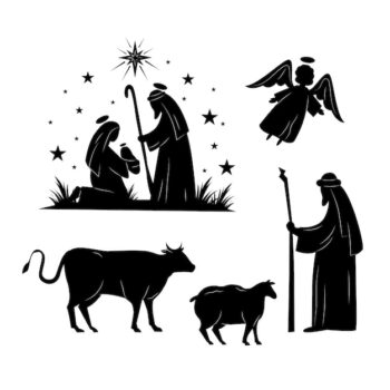 Free Vector | Flat christmas nativity scene silhouettes collection