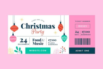 Free Vector | Flat christmas party ticket template