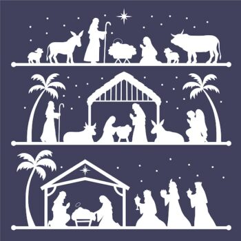 Free Vector | Flat christmas scene silhouettes