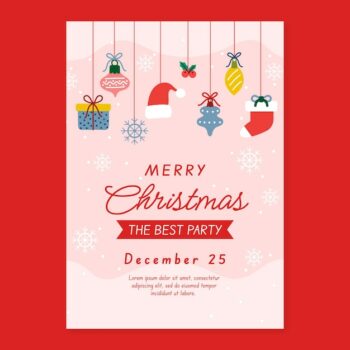 Free Vector | Flat christmas season vertical party poster template
